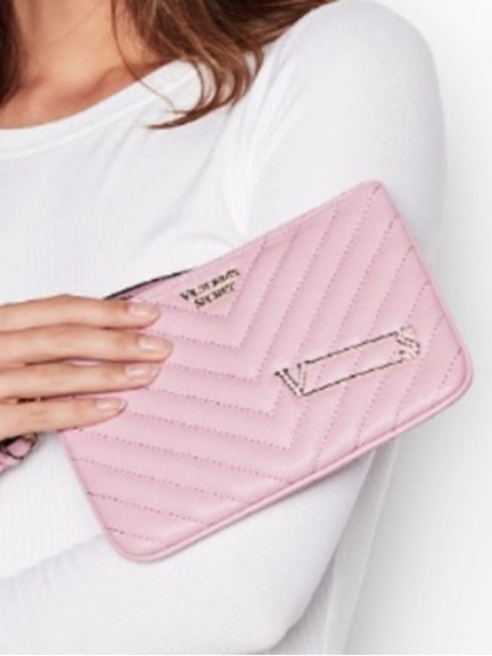 Vintage Rare ❤️- Victoria Secret Pink EMBELLISHED V-QUILT NIGHT OUT Wristlet